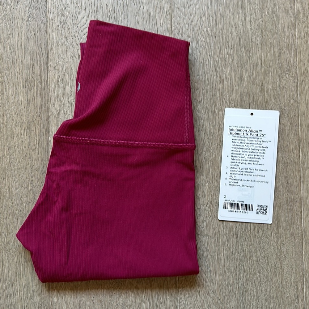 align ribbed 25" size 2 pomegranate lululemon euc